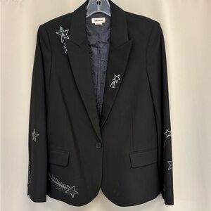 Zadig & Voltaire Black Blazer with Rhinestone Star Embellishments